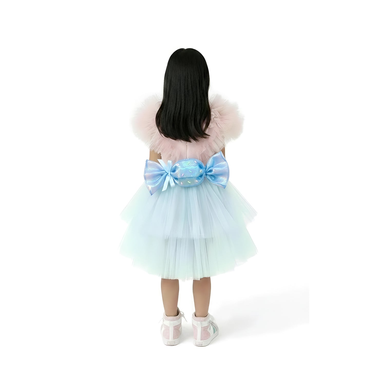 Girls Candy-Themed Birthday Romper with Detachable Tulle Skirt