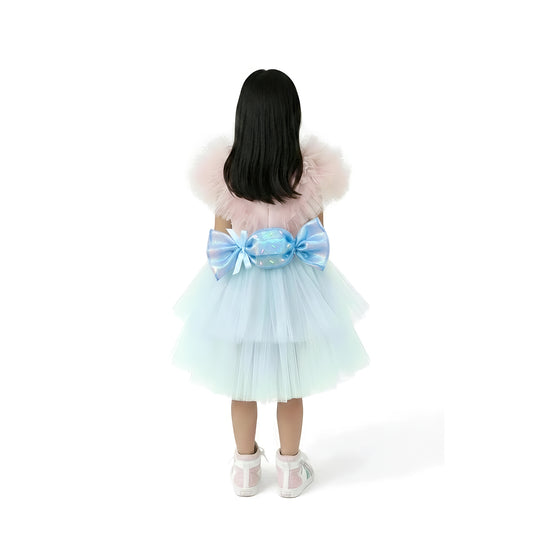 Girls Candy-Themed Birthday Romper with Detachable Tulle Skirt