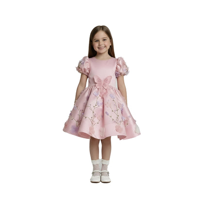 Enchanted Pink Butterfly Fairy Dress with Detachable Wings