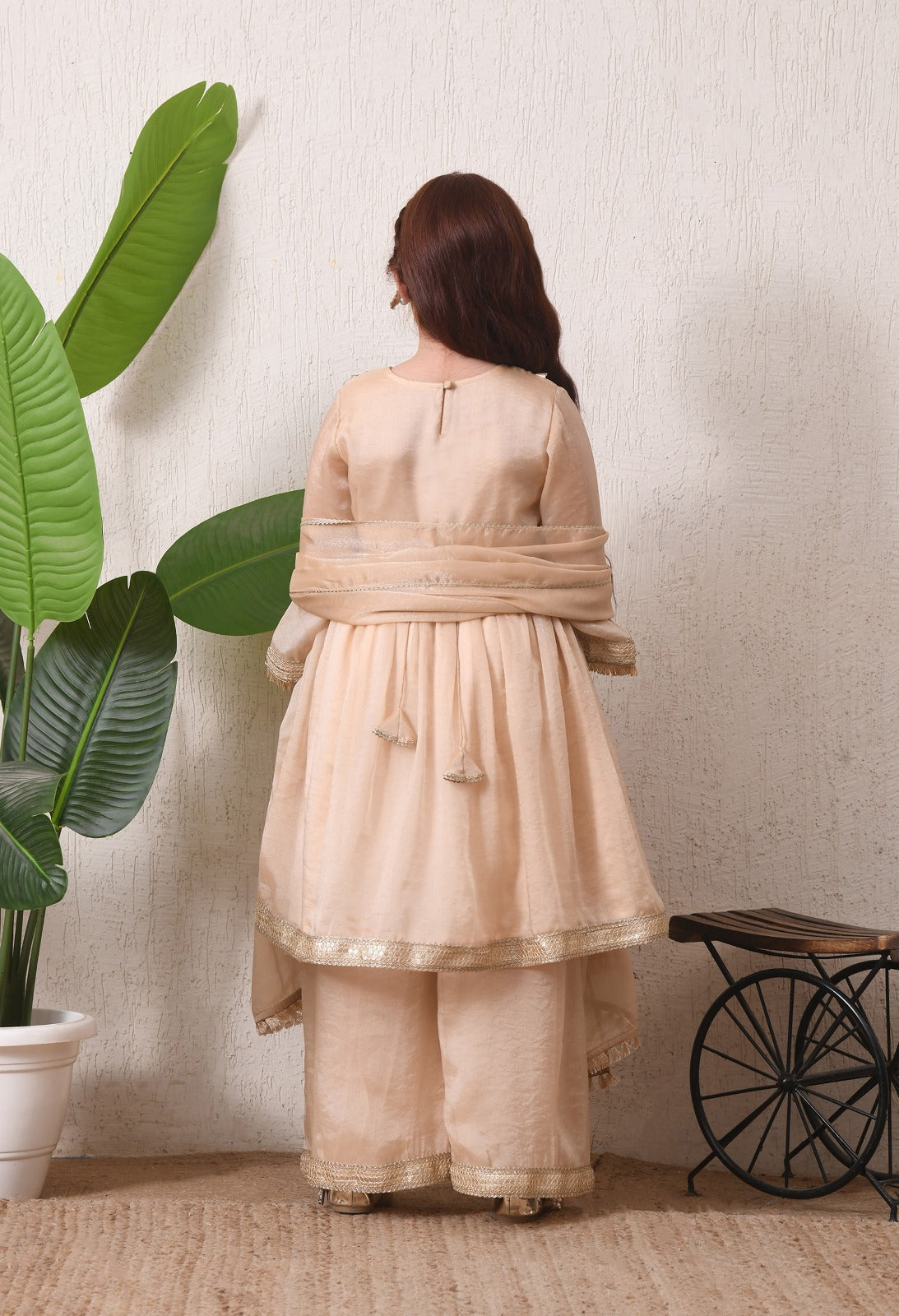 Elegance in Gold Festive Sharara Set for Kids