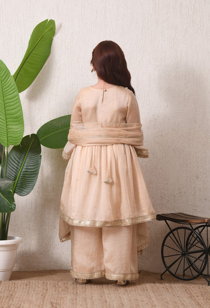 Elegance in Gold Festive Sharara Set for Kids
