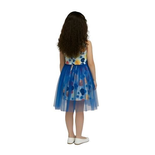 Girls' "Berry Sweet" Royal Blue Floral & Tulle Party Dress
