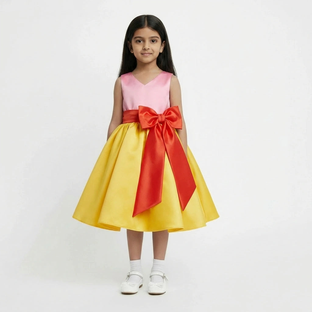 Vibrant Party Dress with Oversized Statement Bow