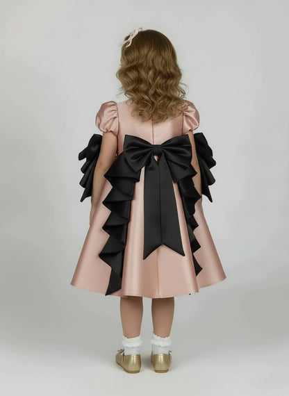 Elegant rose gold satin party dress