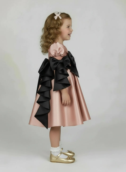 Elegant rose gold satin party dress