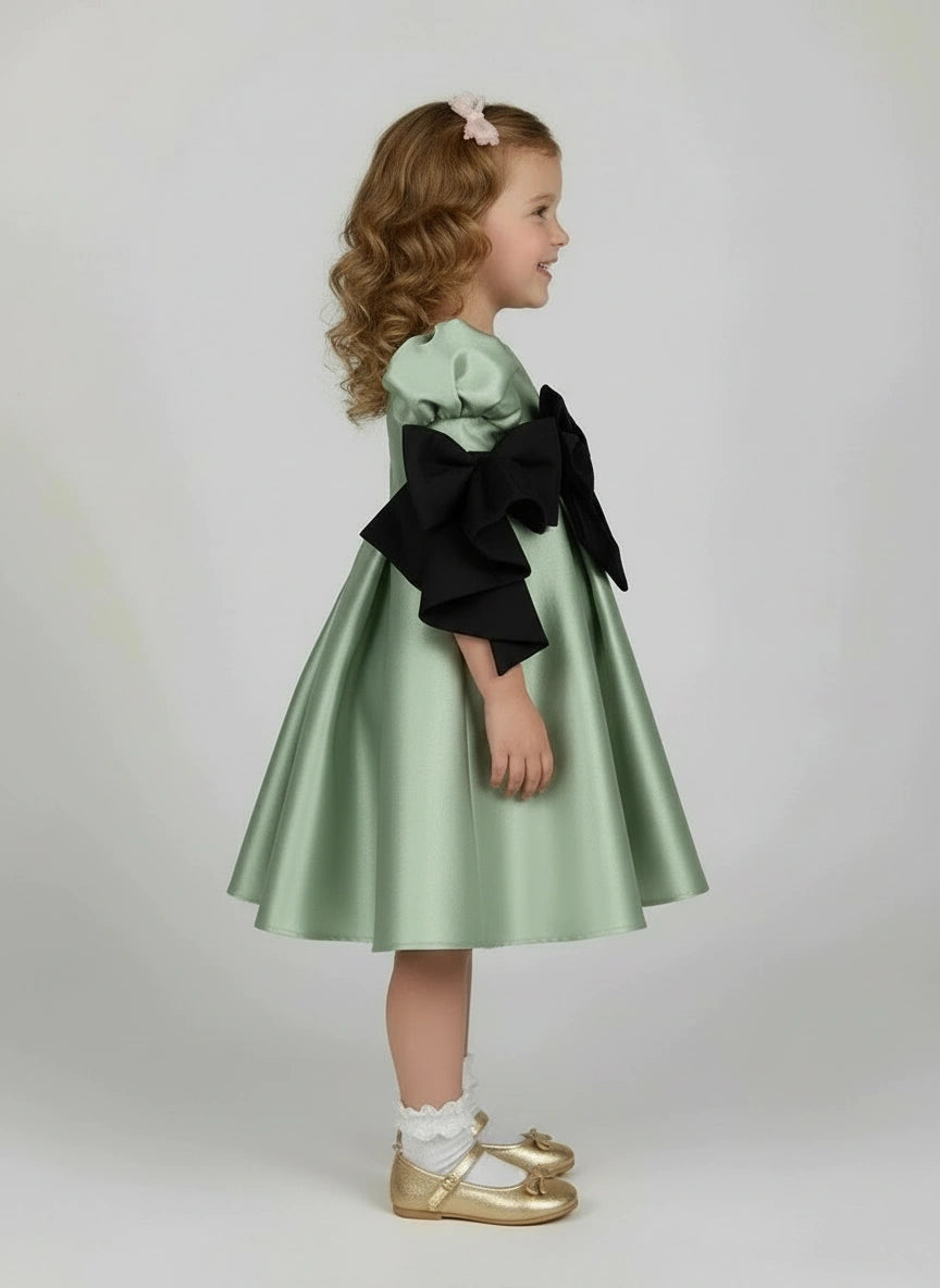 Sage green satin party dress