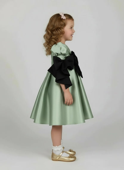 Sage green satin party dress