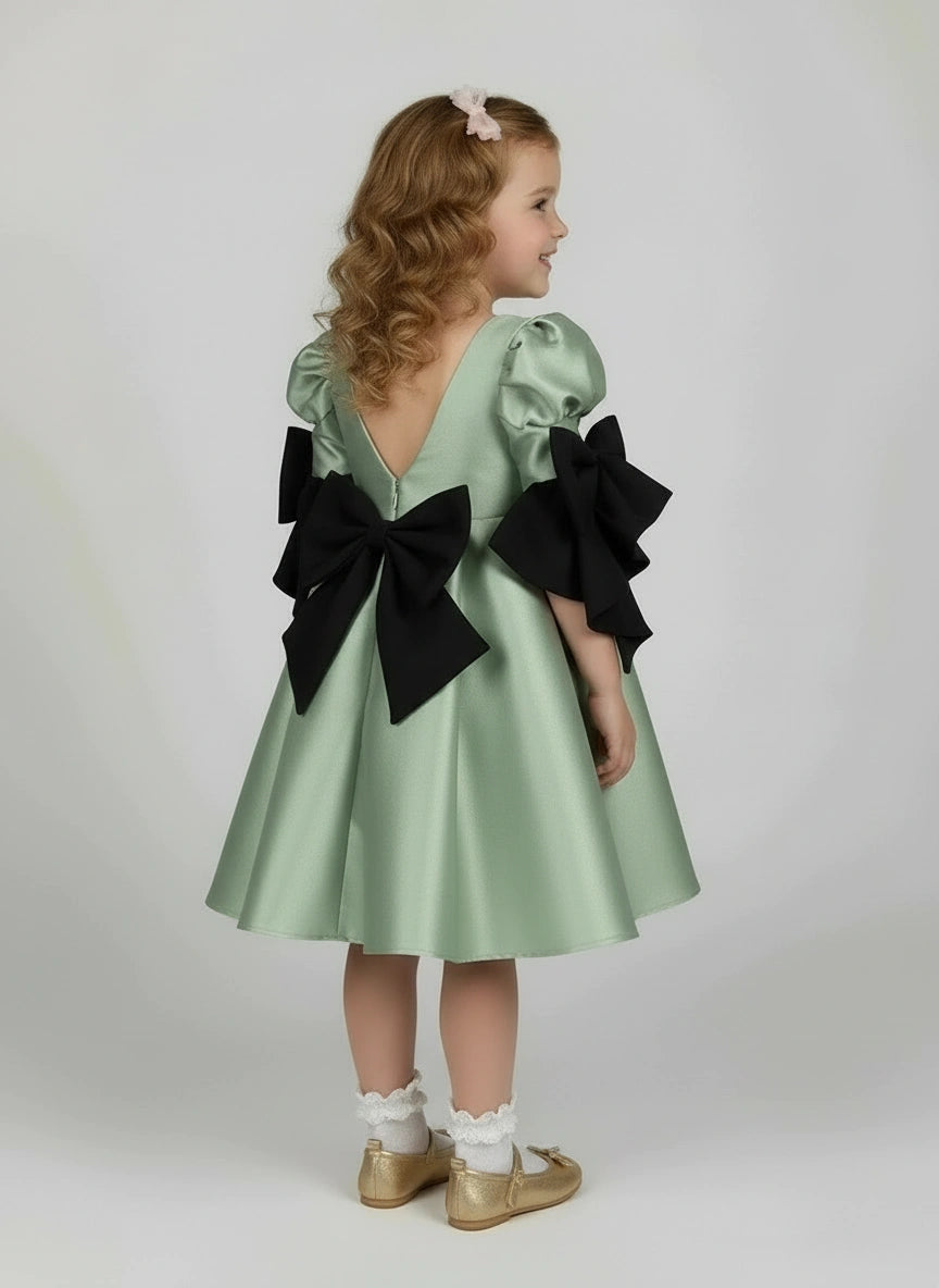 Sage green satin party dress