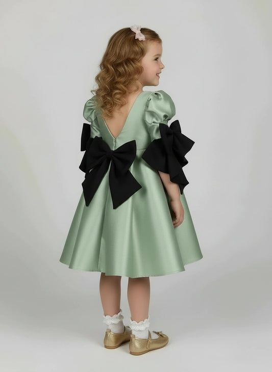 Sage green satin party dress