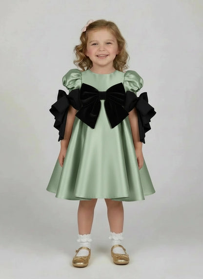 Sage green satin party dress
