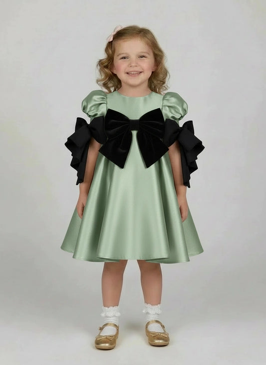 Sage green satin party dress
