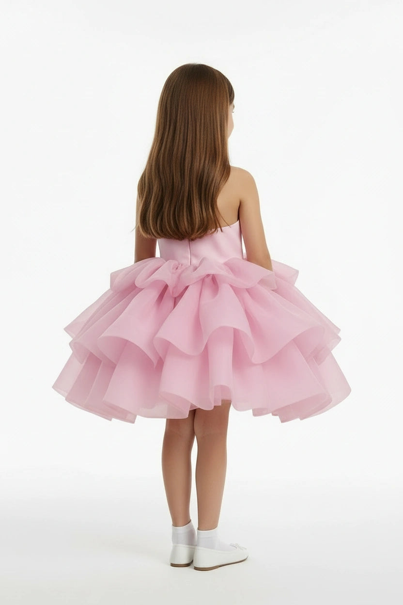 Pink racer-neck party dress