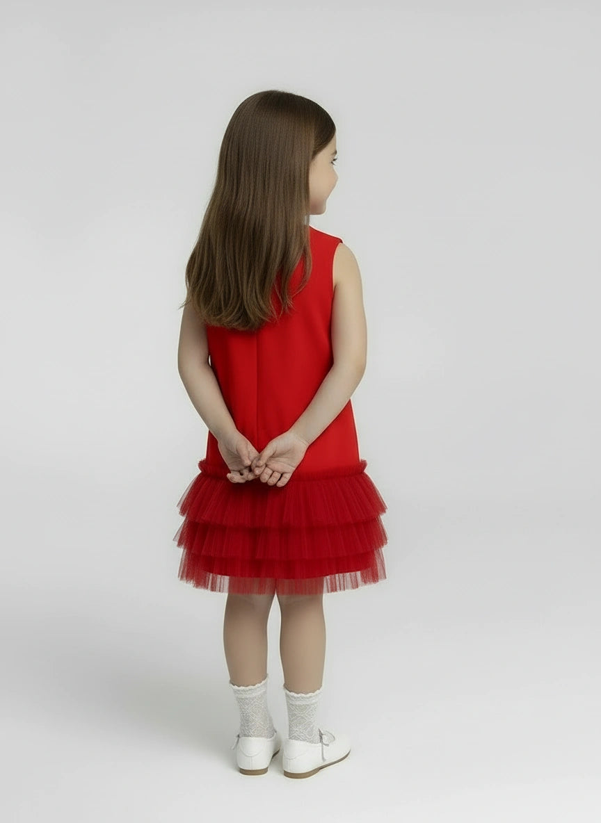 Radiant Red Rhinestone Bow Dress