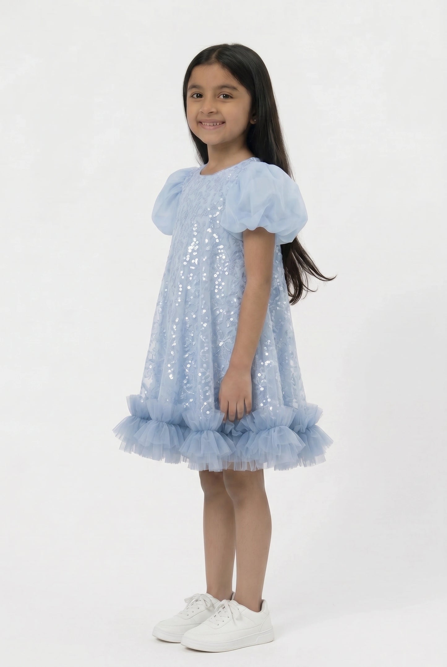 The "Aria" Icy Blue Sequin Party Dress