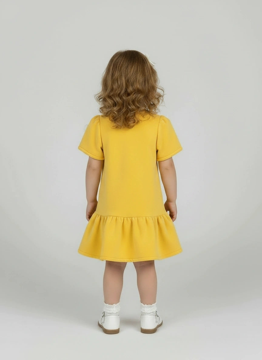Toddler Girl’s Whimsical Yellow Barn Dress