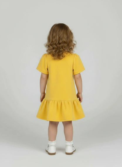 Toddler Girl’s Whimsical Yellow Barn Dress