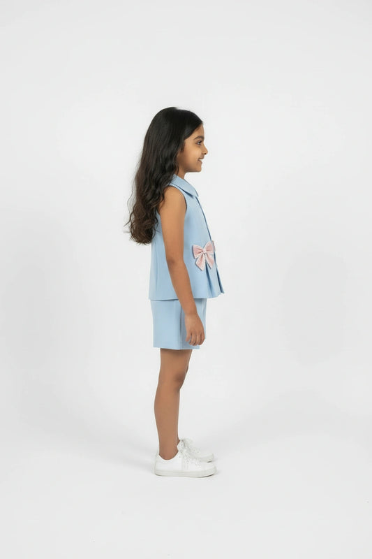 Sky Blue Peplum & Shorts Set