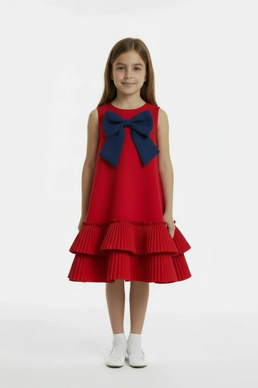 Royal Red & Navy Bow Dress