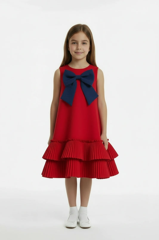 Royal Red & Navy Bow Dress