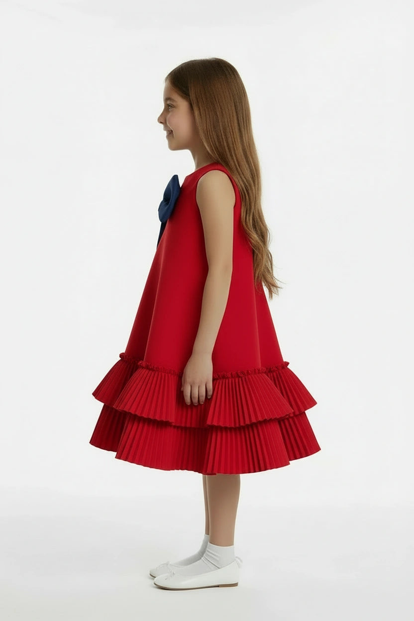 Royal Red & Navy Bow Dress