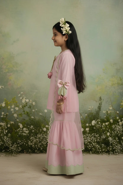 Blush Scalloped Cape Gharara Set