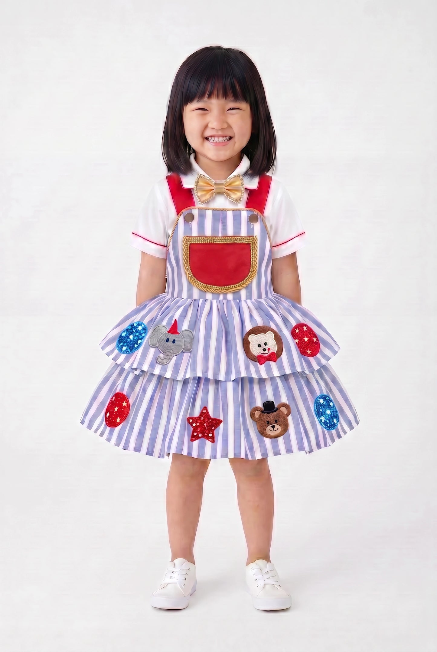 The Circus-Carnival Whimsy Embroidered Tiered Dress