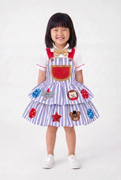 The Circus-Carnival Whimsy Embroidered Tiered Dress