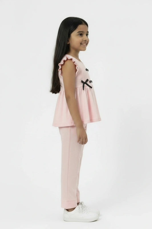 The "Zoe" Pink Bow-Accent Co-ord Set