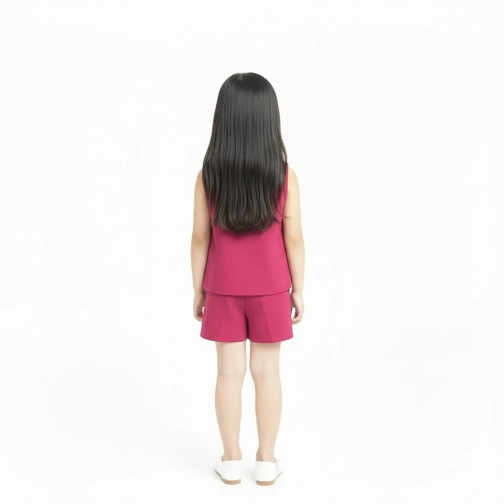 Magenta Peplum & Shorts Set