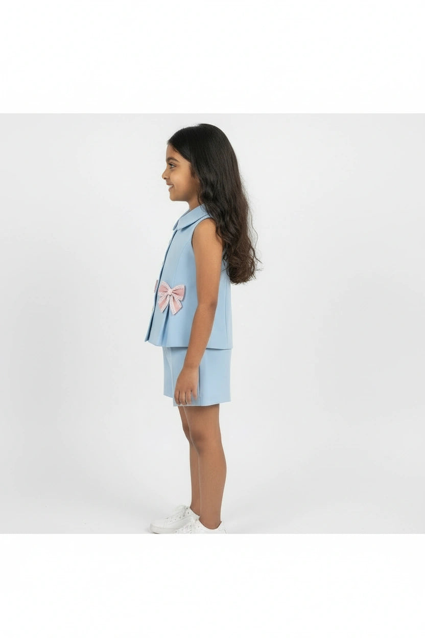 Sky Blue Peplum & Shorts Set