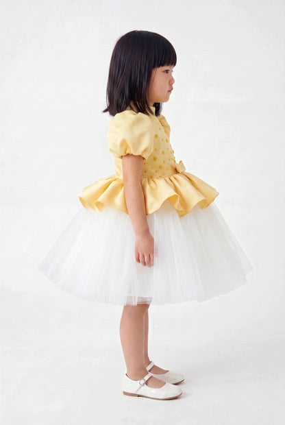 The "Sia" Sunbeam: Embellished Peplum & Tulle Dress
