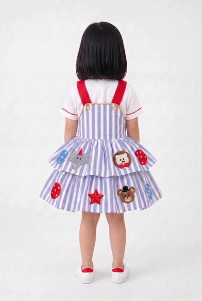 The Circus-Carnival Whimsy Embroidered Tiered Dress