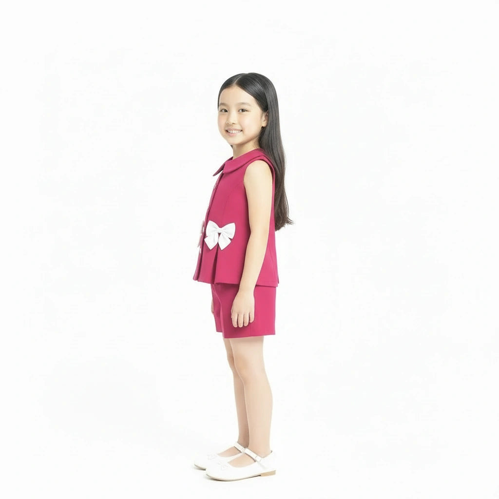 Magenta Peplum & Shorts Set