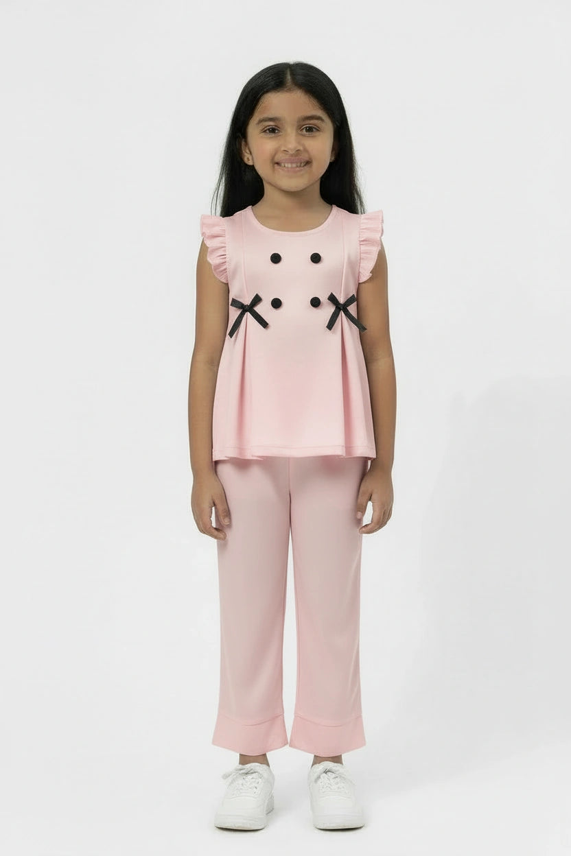 The "Zoe" Pink Bow-Accent Co-ord Set