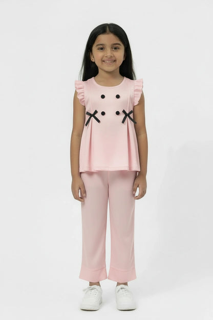 The "Zoe" Pink Bow-Accent Co-ord Set