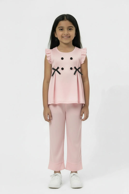 The "Zoe" Pink Bow-Accent Co-ord Set