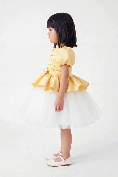 The "Sia" Sunbeam: Embellished Peplum & Tulle Dress
