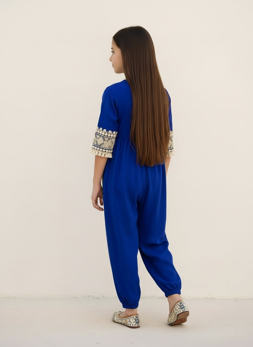 Royal Blue Heritage Embroidered jumpsuit