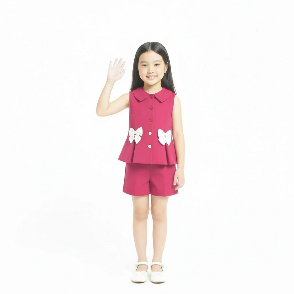 Magenta Peplum & Shorts Set