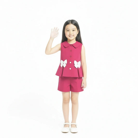 Magenta Peplum & Shorts Set