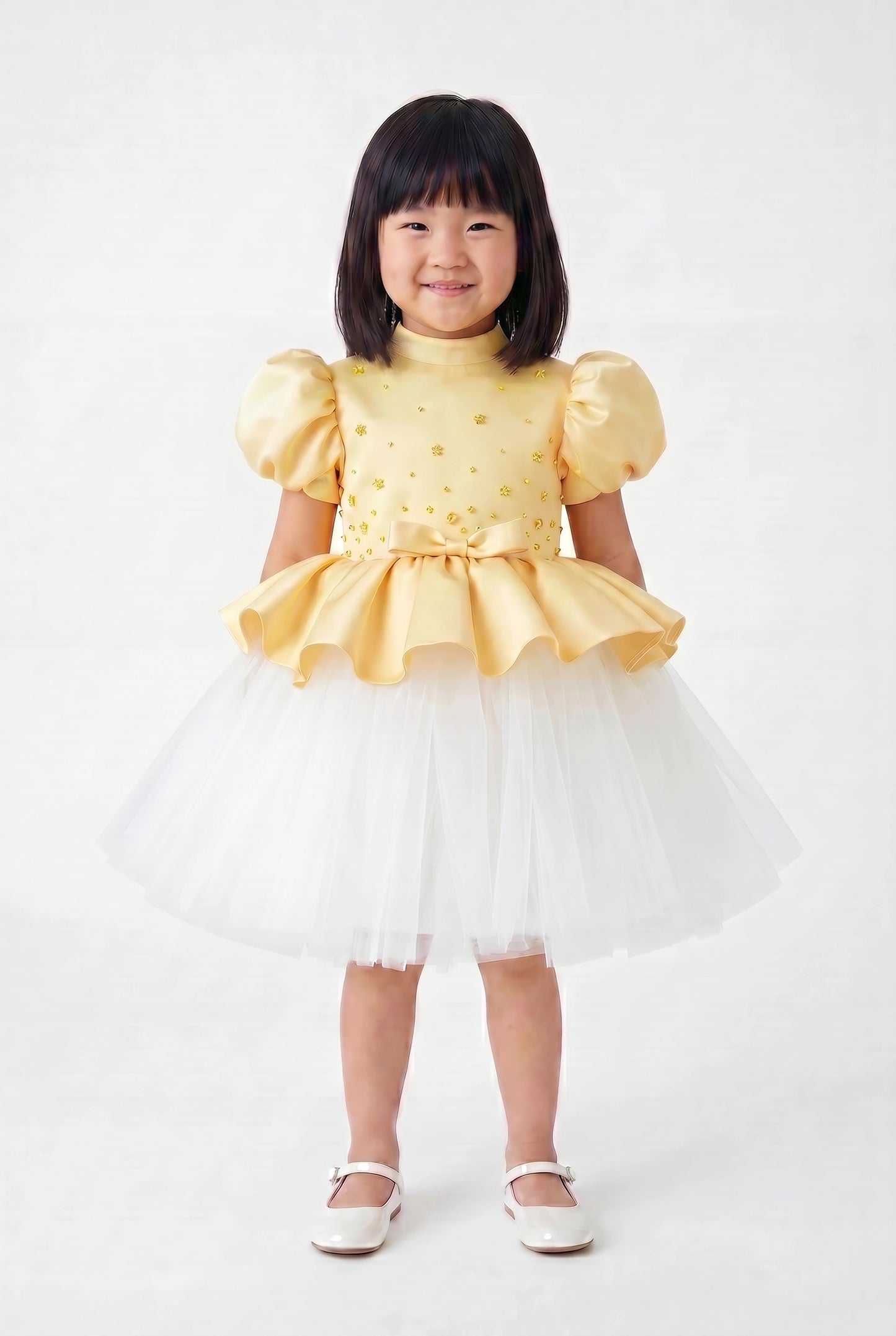 The "Sia" Sunbeam: Embellished Peplum & Tulle Dress