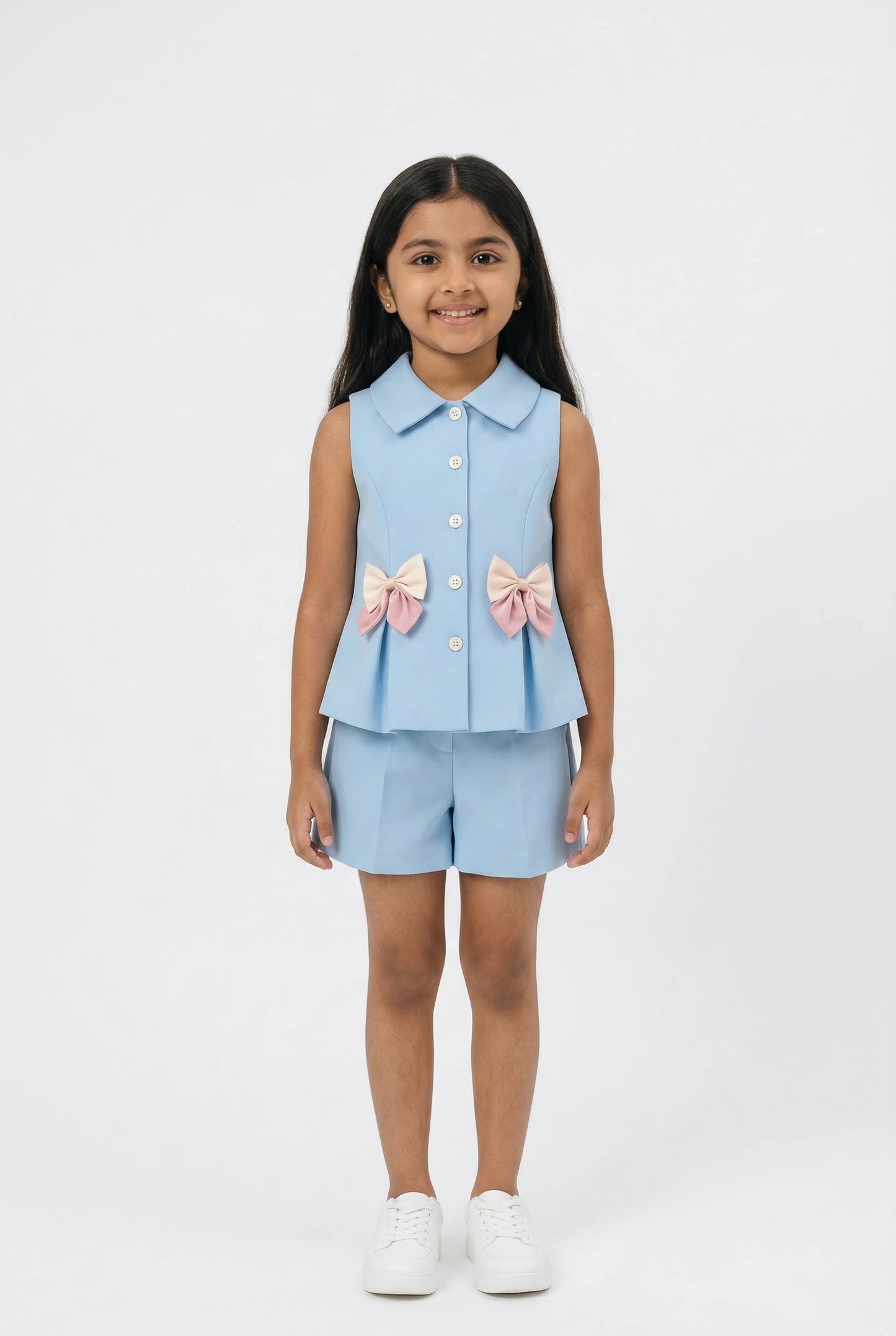 Sky Blue Peplum & Shorts Set