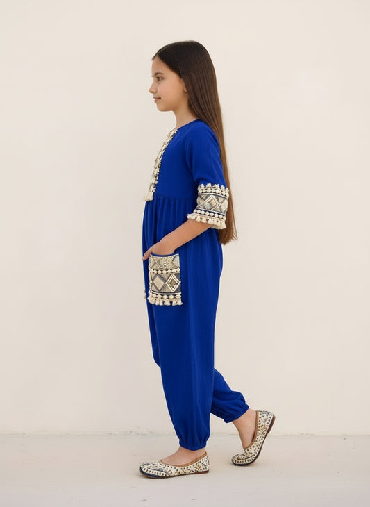 Royal Blue Heritage Embroidered jumpsuit