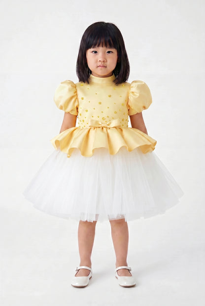 The "Sia" Sunbeam: Embellished Peplum & Tulle Dress