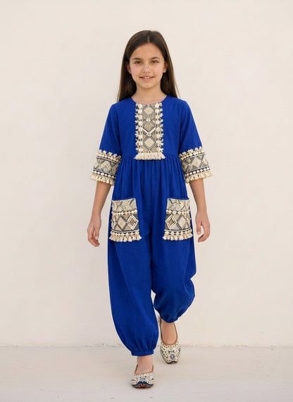 Royal Blue Heritage Embroidered jumpsuit