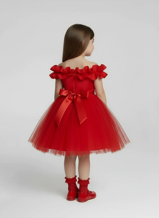 Radiant Ruby Tulle Party Dress