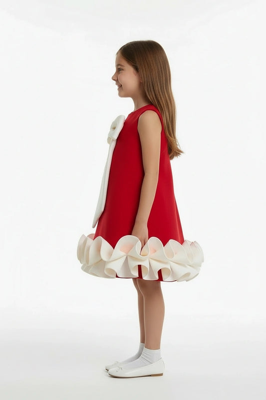 The Scarlett Bow & Sculpted Ruffle Holiday Dress
