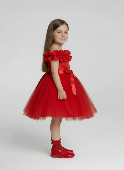 Radiant Ruby Tulle Party Dress