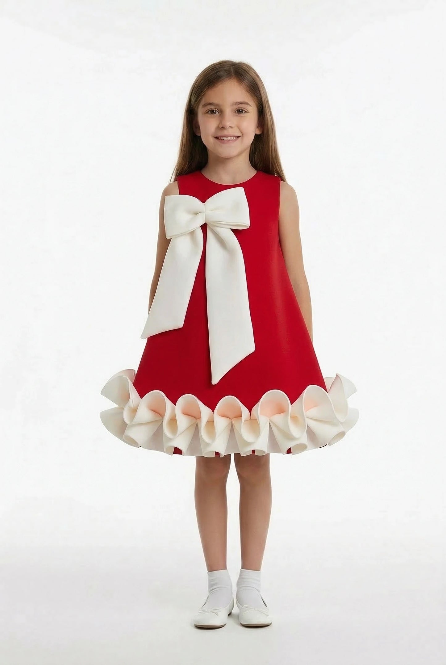 The Scarlett Bow & Sculpted Ruffle Holiday Dress