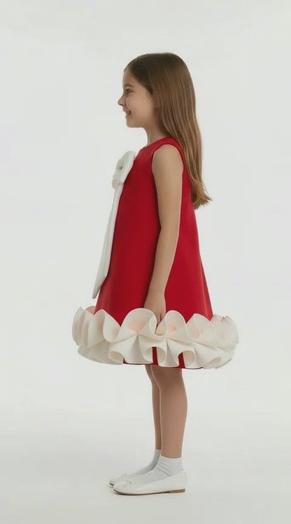 The Scarlett Bow & Sculpted Ruffle Holiday Dress